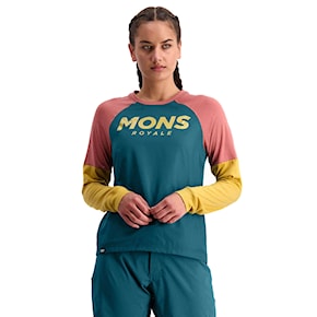 Bike jersey Mons Royale Wms Tarn Freeride Ls Wind deep teal/pink clay/honey 2021