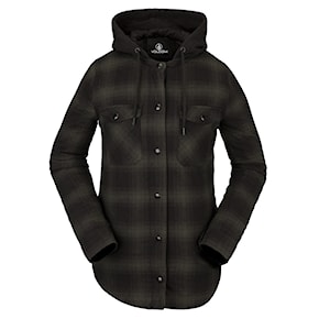 Street jacket Volcom Wms Hooded Flannel Jacket black green 2021