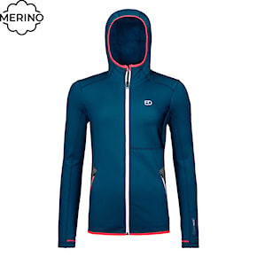 Technická mikina ORTOVOX Wms Fleece Hoody petrol blue 2023