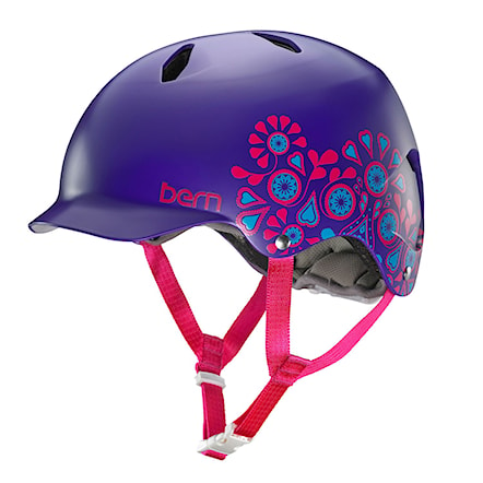 Skateboard Helmet Bern Bandita satin purple floral 2015 - 1