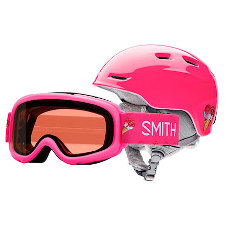 Prilba na snowboard Smith Zoom Jr/sidekick Combo pink sugarcone 2017 - 1
