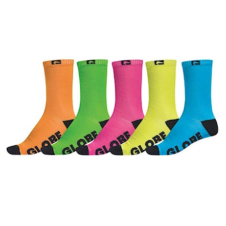 Ponožky Globe Neon Crew Sock 5 Pack assorted 2016 - 1