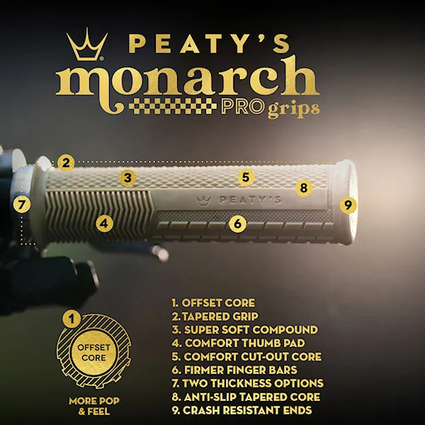 Bike gripy Peaty's Monarch Pro Knurl Thin sage