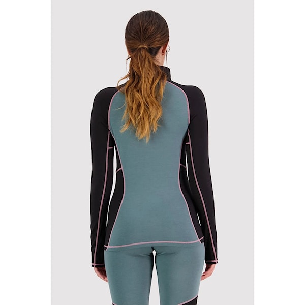 Koszulka Mons Royale Wms Olympus Half Zip burnt sage/black 2023