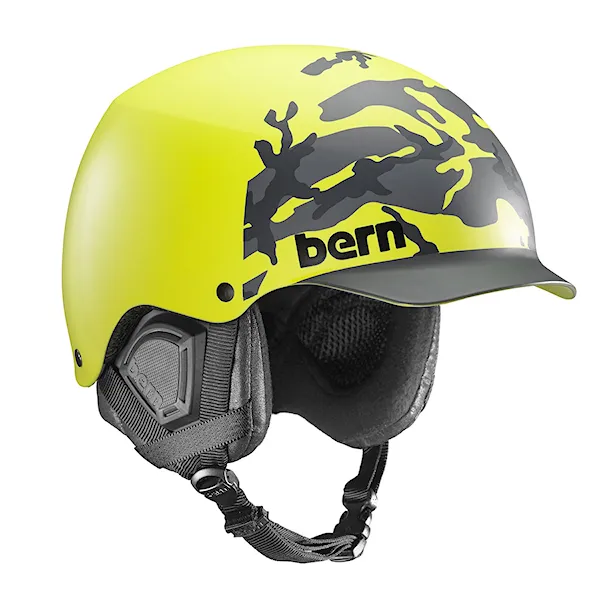 Snowboard Helmet Bern Baker matte yellow camo hatstyle 2016