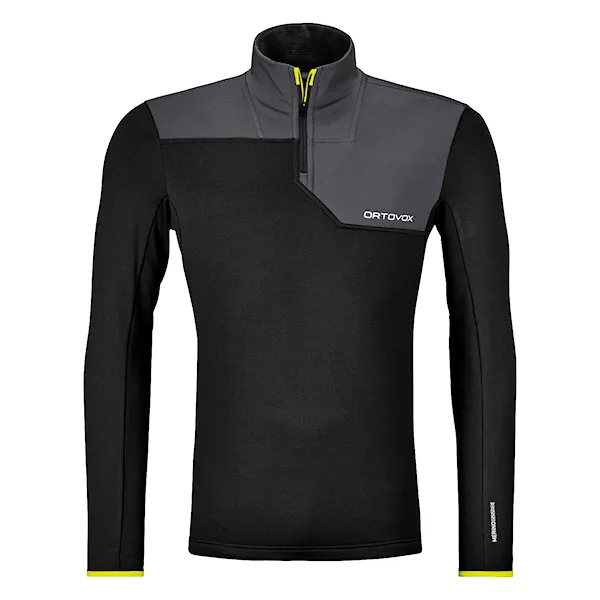 Technická mikina ORTOVOX Fleece Light Zip Neck black raven 2026