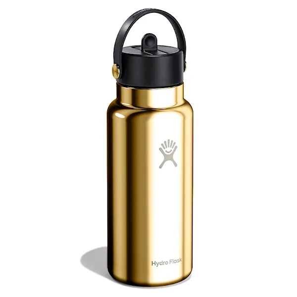 Vacuum Flask Hydro Flask 32 oz Wide Flex Straw Bottle gold
