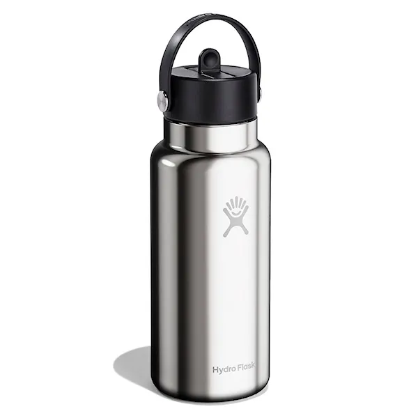 Vacuum Flask Hydro Flask 32 oz Wide Flex Straw Bottle silver