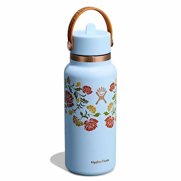 Vacuum Flask Hydro Flask 32 oz Wide Flex Straw Cap western light blue