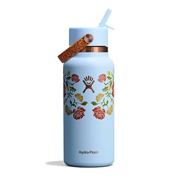 Vacuum Flask Hydro Flask 32 oz Wide Flex Straw Cap western light blue