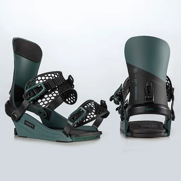 Vázání na snowboard Gravity Drift steel green 2025