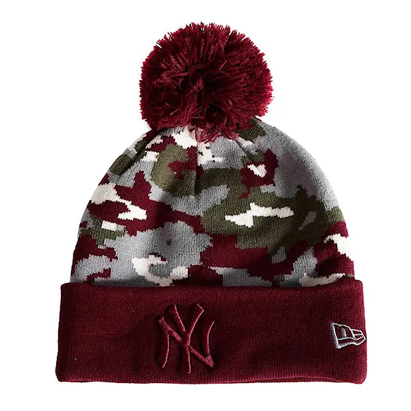 Beanie New Era New York Yenkees Seasonal Bobbl burgundy camouflage 2017
