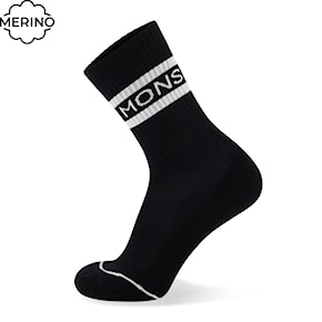 Bike ponožky Mons Royale Signature Crew Sock black/white 2023