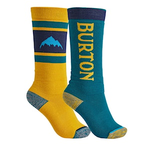 Snowboard Socks Burton Kids Weekend Midweight 2-Pk celestial blue/cadmium yellow 2021/2022