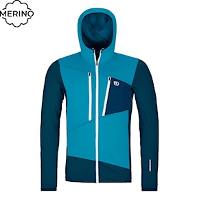 Technická mikina ORTOVOX Fleece Grid Hoody mountain blue 2025