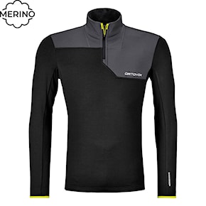 Technická mikina ORTOVOX Fleece Light Zip Neck black raven 2025