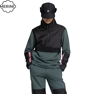 Technical Hoodie Mons Royale Wms Decade Mid Pullover burnt sage/black 2023