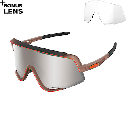Bike Sunglasses and Goggles 100% Glendale matte translucent brown fade | hiper silver mirror 2021 - 1