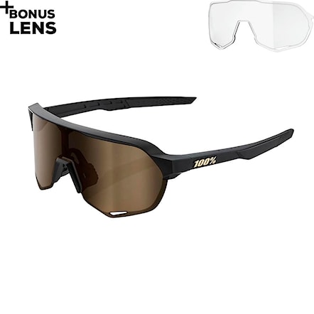 Bike Sunglasses and Goggles 100% S2 matte black | soft gold mirror 2021 - 1