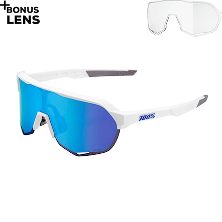 Bike Sunglasses and Goggles 100% S2 matte white | hiper blue multi mirror 2021 - 1