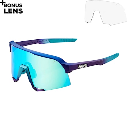 Bike Sunglasses and Goggles 100% S3 matte metallic into the fade | blue topaz multi mirror 2021 - 1