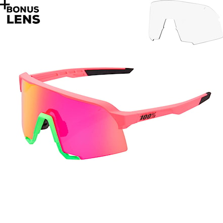Bike Sunglasses and Goggles 100% S3 matte washed out neon pink | purple multi mirror 2021 - 1