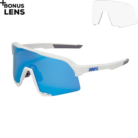 Bike Sunglasses and Goggles 100% S3 matte white | hiper blue multi mirror 2021 - 1