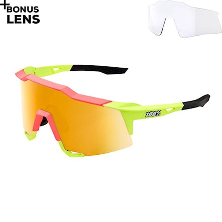 Bike Sunglasses and Goggles 100% Speedcraft matte washed out  neon yellow | flash gold mirror 2021 - 1