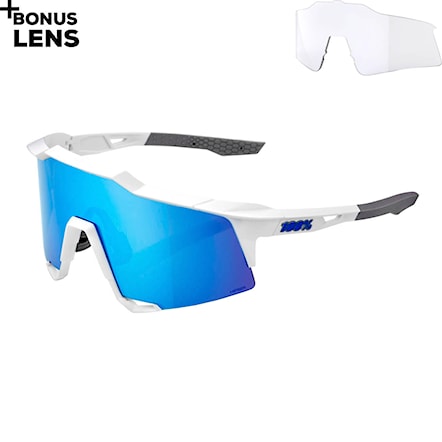 Bike Sunglasses and Goggles 100% Speedcraft matte white | hiper blue mirror 2021 - 1
