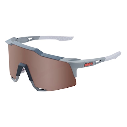 Okulary rowerowe 100% Speedcraft soft tact stone grey | hiper crimson silver mirror 2024 - 1