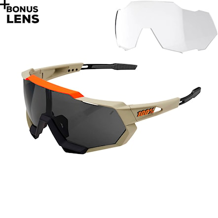 Bike Sunglasses and Goggles 100% Speedtrap soft tact quicksand | smoke 2021 - 1