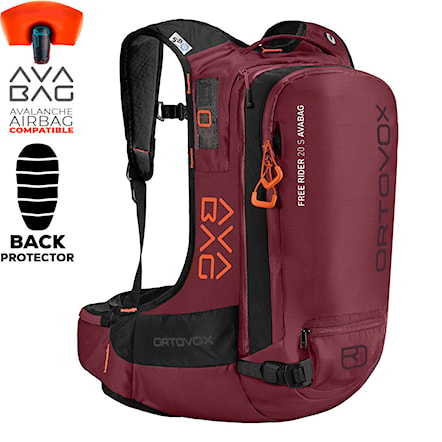 Avalanche Backpack ORTOVOX Free Rider 20 S Without Kit dark blood 2020 - 1