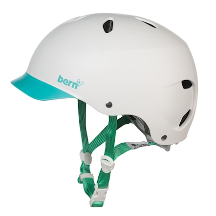 Skateboard Helmet Bern Lenox matte white turquoise brim 2012 - 1