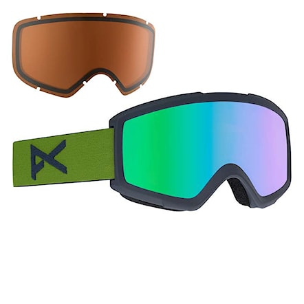 Snowboard Goggles Anon Helix 2.0 W/spare forest green | green solex+amber 2018 - 1