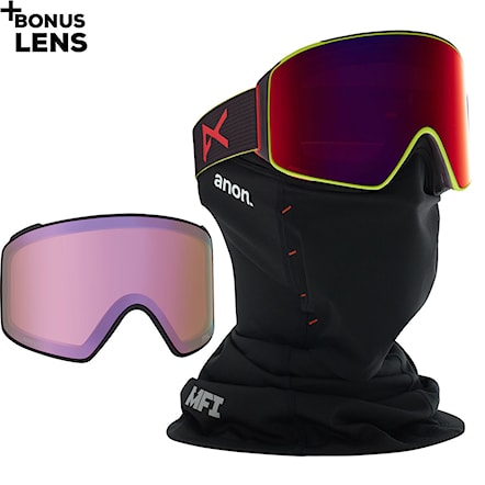 Snowboard Goggles Anon M4 Cylindrical MFI black pop | perc.sunny red+perc.cloudy burst 2021 - 1