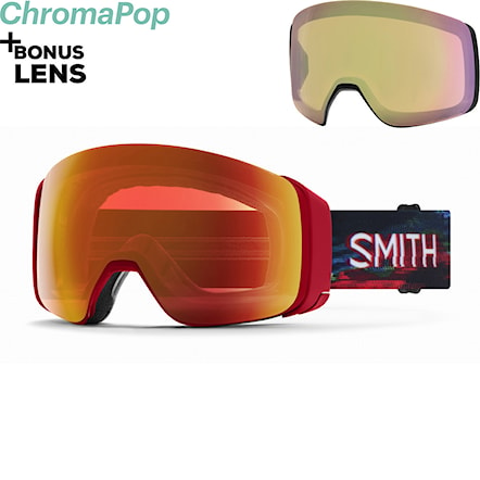 Gogle snowboardowe Smith 4D Mag crimson glitch hunter | cp everyday red mirror+cp storm yellow flash 2024 - 1