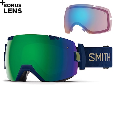 Snowboard Goggles Smith I/ox navy camo split | chrmpp sun green mir.+chrmpp storm rose flash 2018 - 1
