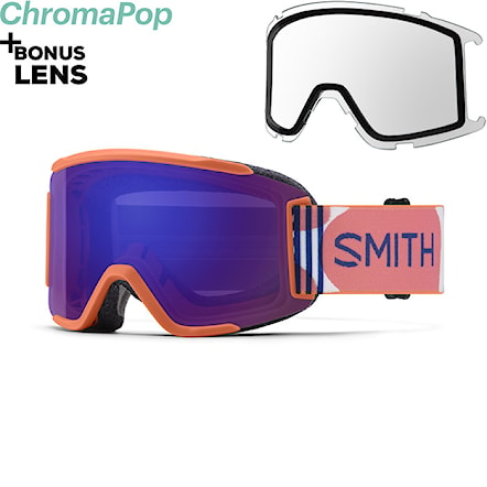 Snowboard Goggles Smith Squad S coral riso print | cp ev violet mirror+clear 2023 - 1