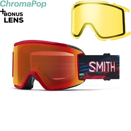 Gogle snowboardowe Smith Squad S crimson glitch hunter |cp everyday red mirror+yellow 2024 - 1