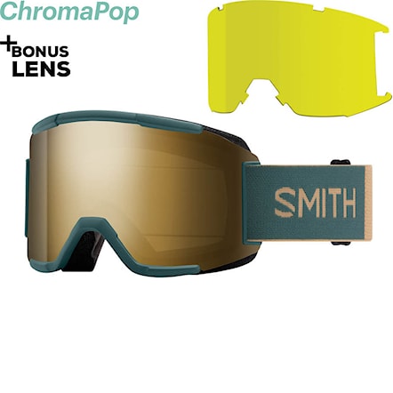 Snowboardové okuliare Smith Squad spruce safari | cp sun black gold mirror+yellow 2021 - 1
