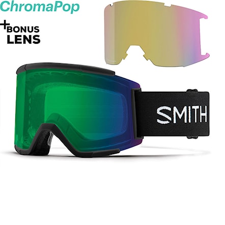Snowboard Goggles Smith Squad XL black | cp ed green mirror+cp storm yellow flash 2020 - 1