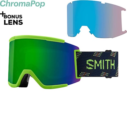Snowboard Goggles Smith Squad XL limelight anchor | cp sun green mirror+cp storm rose flash 2021 - 1