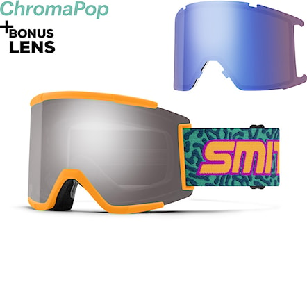 Snowboard Goggles Smith Squad XL neon wiggles arch |cp sun platinum mirror+cp storm blue sensor mirror 2024 - 1