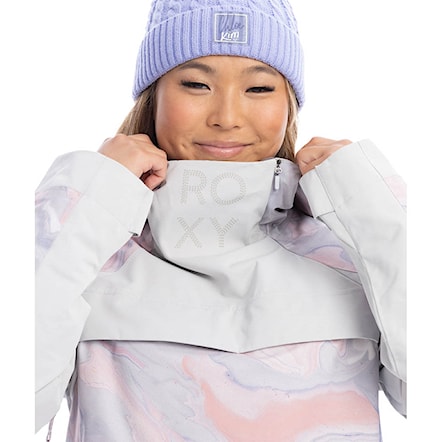 Snowboard Jacket Roxy Chloe Kim Overhead grey violet marble 2023 - 3