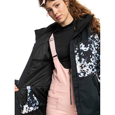 Snowboard Jacket Roxy Presence Parka true black black flowers 2023 - 3