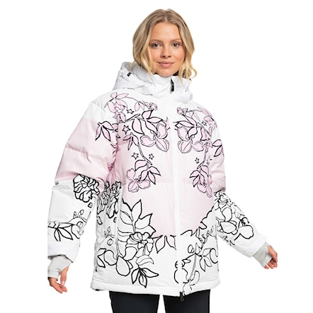 Snowboard Jacket Roxy X Rowley Puffer bright white laurel floral 2024 - 1