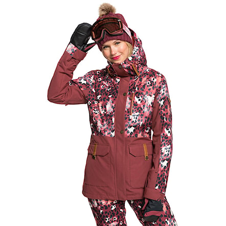 Kurtka snowboardowa Roxy Andie Parka oxblood red leopold 2021 - 1