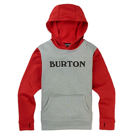 Bluza techniczna Burton Boys Oak Pullover grey heather/flame scarlet 2020 - 1