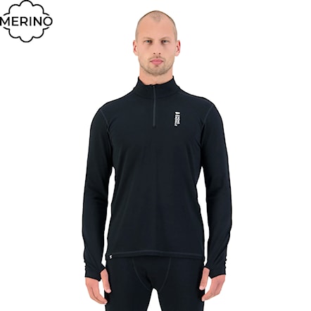 T-shirt Mons Royale Cascade Merino Flex 200 1/4 Zip black 2023 - 1
