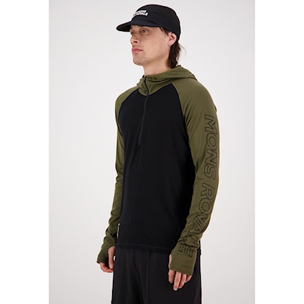 Tričko Mons Royale Temple Merino Air-Con Hood dark olive/black 2024 - 4